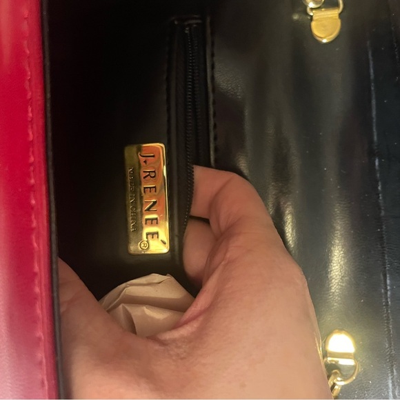 Vintage 90s J Renee red boxy crossbody bag with faux calf hair animal print - Picture 6 of 7